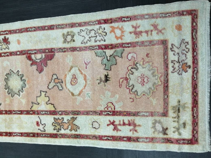 Beige Turkish Runner Rug 2' 11" x 14' 2" Hand-Knotted pattern