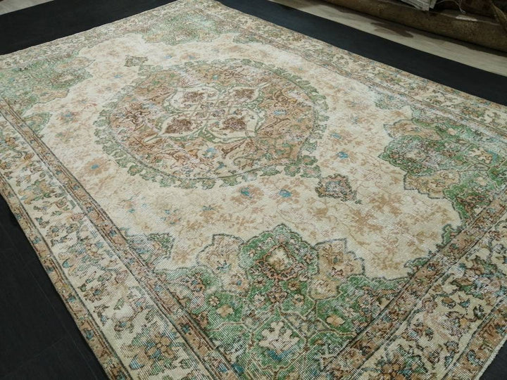 Green Turkish Runner Rug 6' 10" x 10' 5" Hand-Knotted | No. WR73458