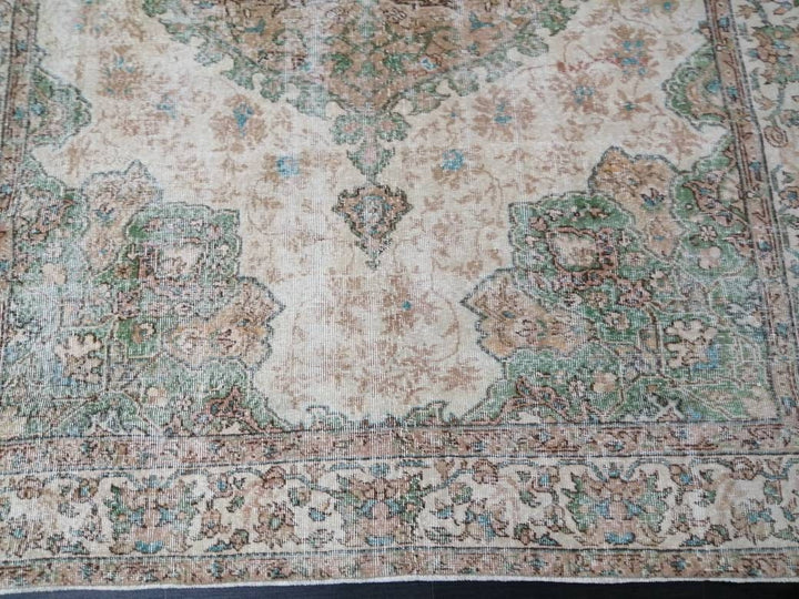 Green Turkish Runner Rug 6' 10" x 10' 5" Hand-Knotted | No. WR73458