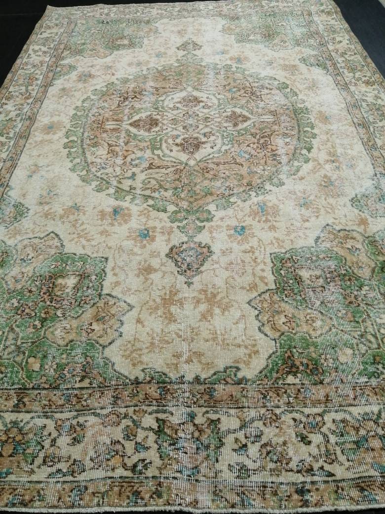 Green Turkish Runner Rug 6' 10" x 10' 5" Hand-Knotted | No. WR73458