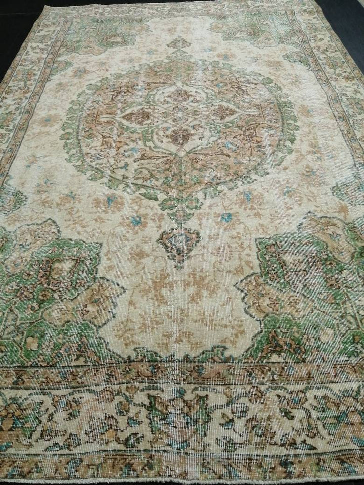 Green Turkish Runner Rug 6' 10" x 10' 5" Hand-Knotted | No. WR73458