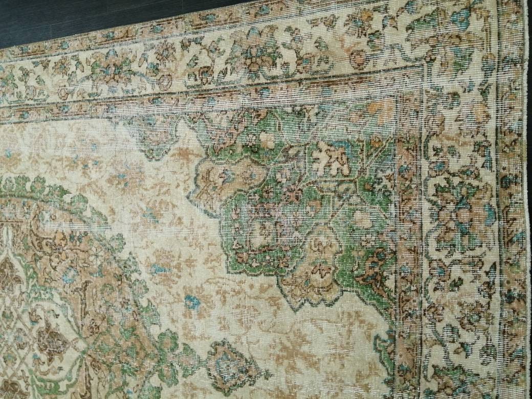 Green Turkish Runner Rug 6' 10" x 10' 5" Hand-Knotted | No. WR73458