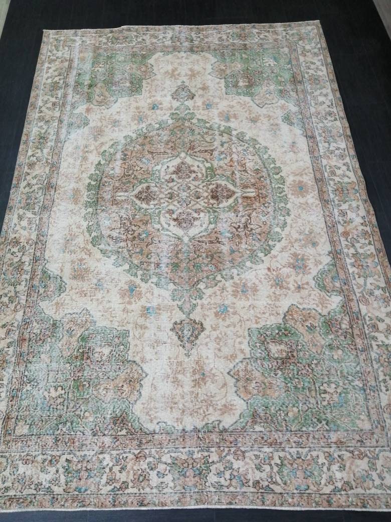 Green Turkish Runner Rug 6' 10" x 10' 5" Hand-Knotted | No. WR73458