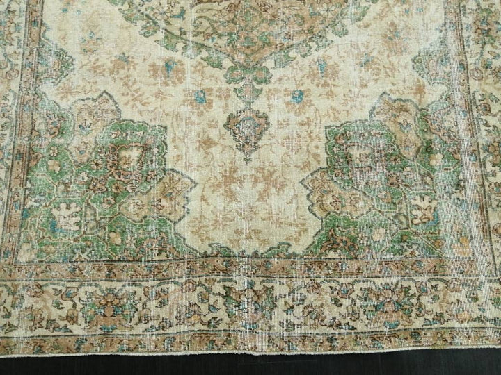 Green Turkish Runner Rug 6' 10" x 10' 5" Hand-Knotted | No. WR73458