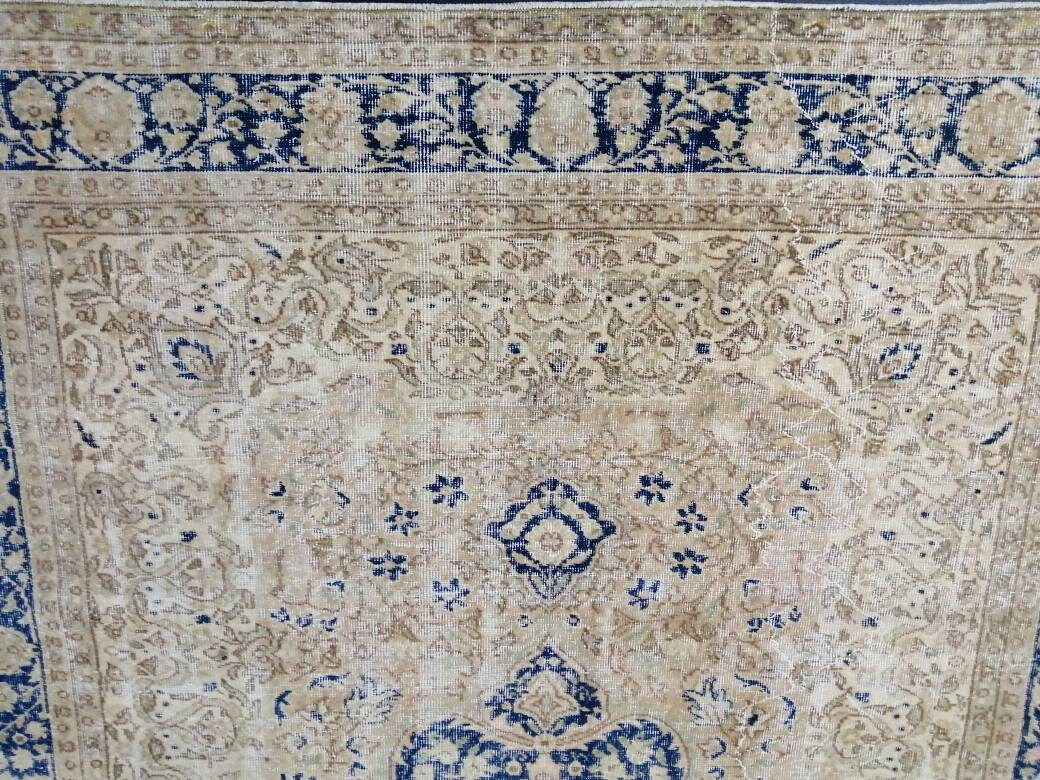 Blue Turkish Runner Rug 7' x 10' 2" Hand-Knotted | No. WR28493