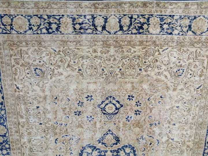 Blue Turkish Runner Rug 7' x 10' 2" Hand-Knotted | No. WR28493