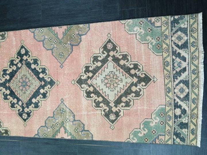 Beige Turkish Runner Rug 2' 11" x 13' 2" Hand-Knotted texture