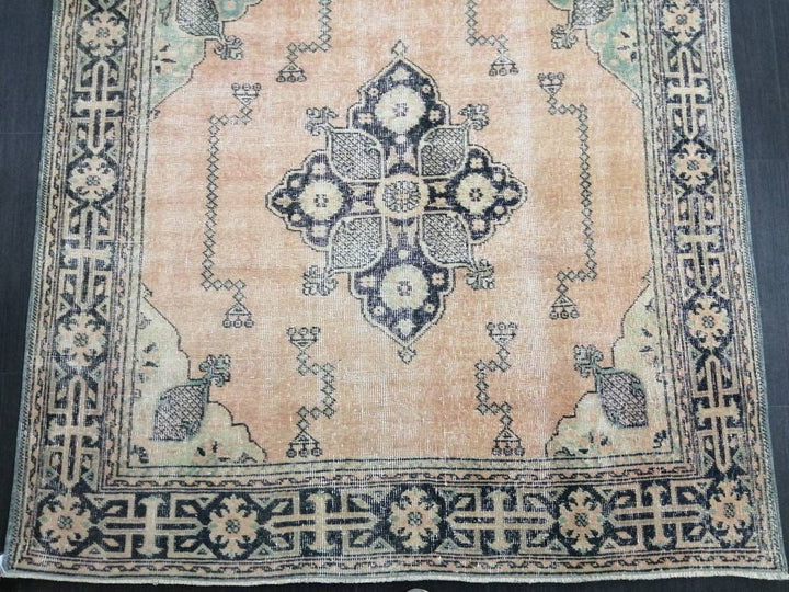 Navy Turkish Runner Rug 4' 9" x 13' 3" Hand-Knotted detail