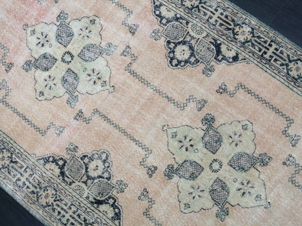 Navy Turkish Runner Rug 4' 9" x 13' 1" Hand-Knotted detail