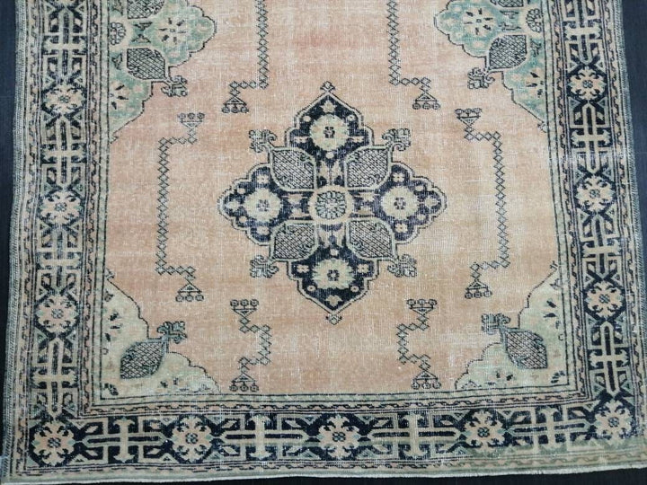 Navy Turkish Runner Rug 4' 9" x 13' 1" Hand-Knotted border