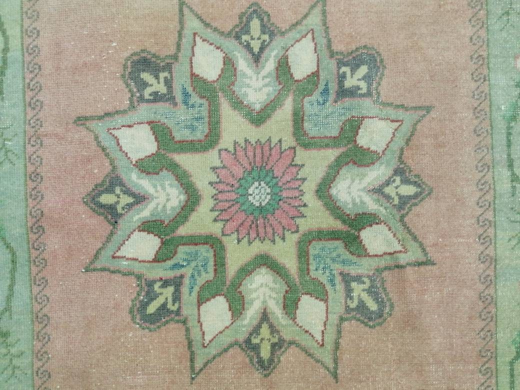 Beige Turkish Runner Rug 4' 6" x 10' 7" Hand-Knotted field