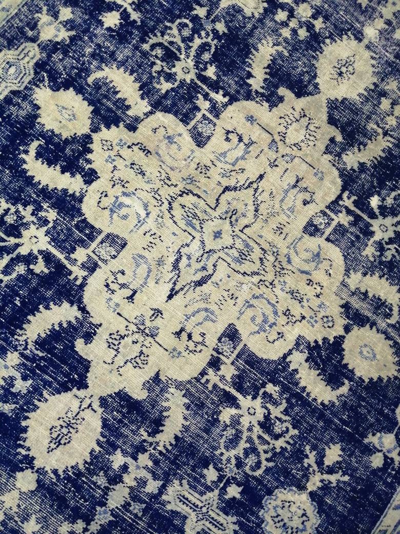 Blue Turkish Vintage Rug 7' 5" x 10' 9" Hand-Knotted | No. WR20996