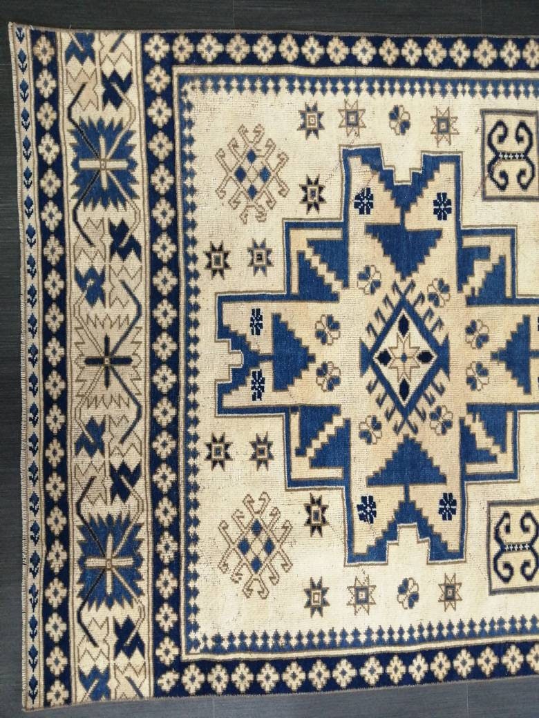 Blue Turkish Oushak Rug 4' 3" x 9' 7" Hand-Knotted | No. WR15228