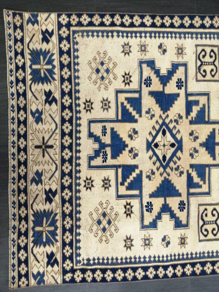 Blue Turkish Oushak Rug 4' 3" x 9' 7" Hand-Knotted | No. WR15228