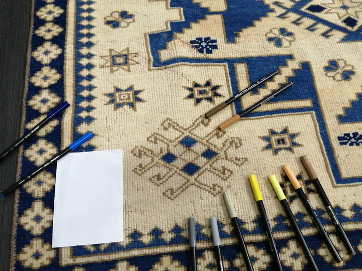 Blue Turkish Oushak Rug 4' 3" x 9' 7" Hand-Knotted | No. WR15228