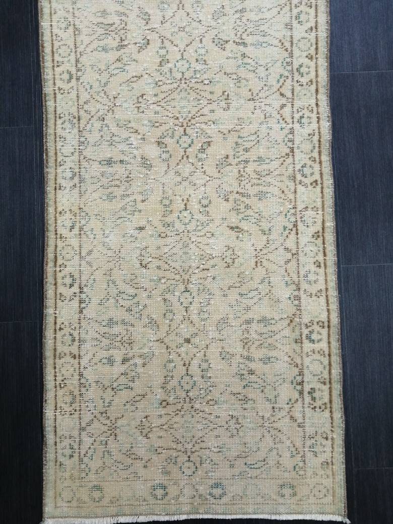Tan Turkish Runner Rug 2' 5" x 10' 9" Hand-Knotted view 9