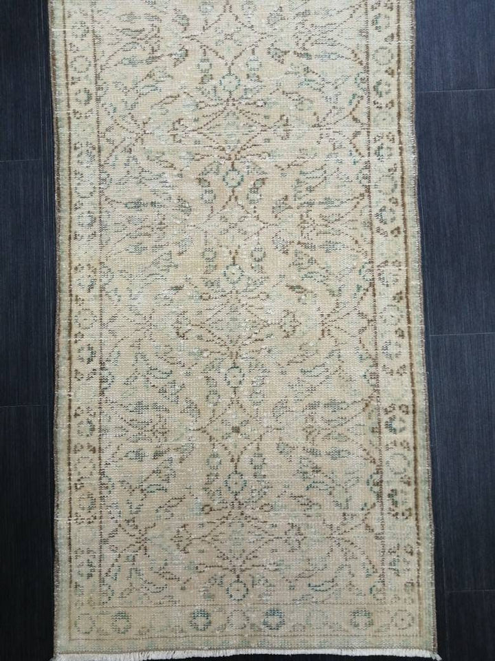 Tan Turkish Runner Rug 2' 5" x 10' 9" Hand-Knotted view 9