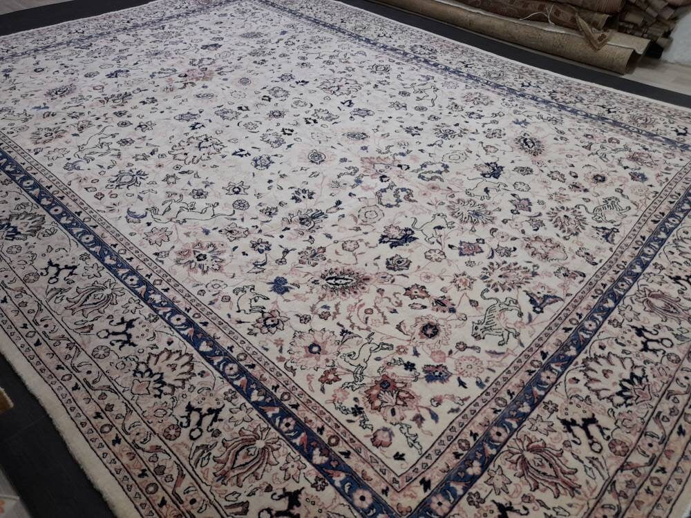 Blue Turkish Runner Rug 9' 11" x 13' 6" Hand-Knotted | No. WR76044