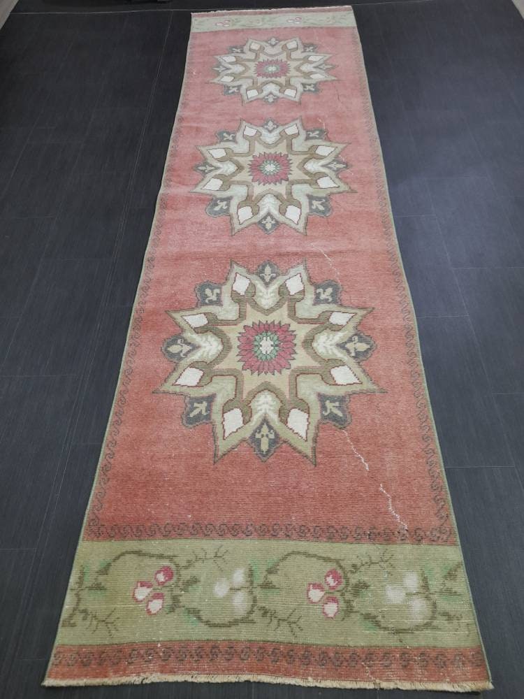 Beige Turkish Runner Rug 2' 11" x 10' 9" Hand-Knotted border