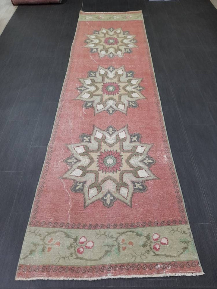 Beige Turkish Runner Rug 2' 11" x 10' 9" Hand-Knotted view