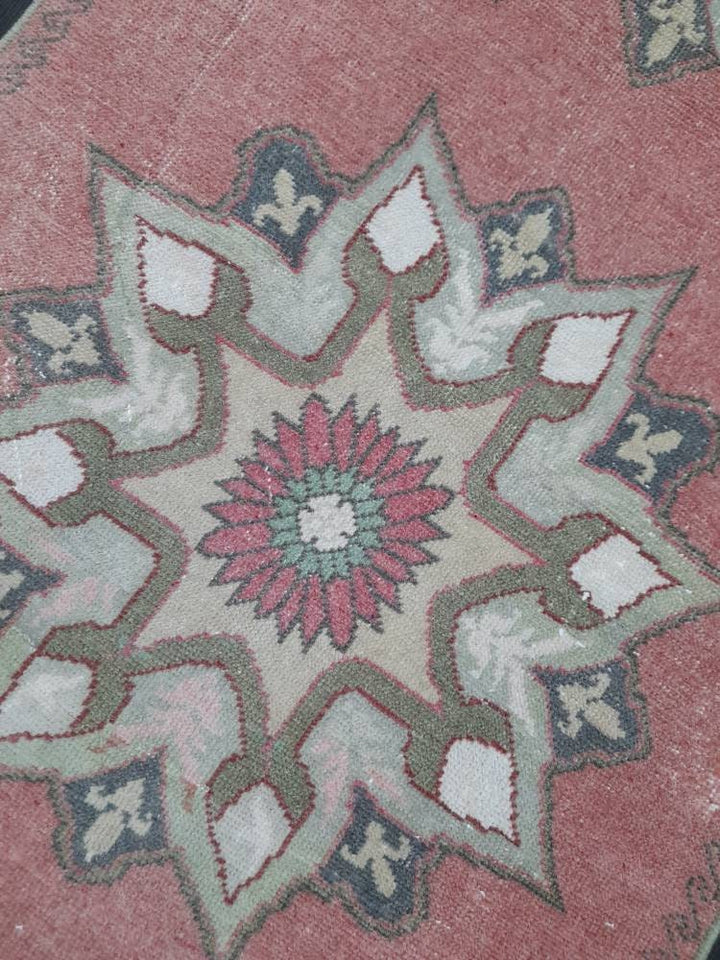 Beige Turkish Runner Rug 2' 11" x 10' 9" Hand-Knotted reverse