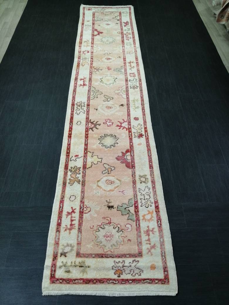 Beige Turkish Runner Rug 2' 11" x 14' 2" Hand-Knotted detail