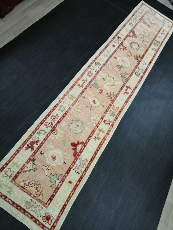 Beige Turkish Runner Rug 2' 11" x 14' 2" Hand-Knotted border