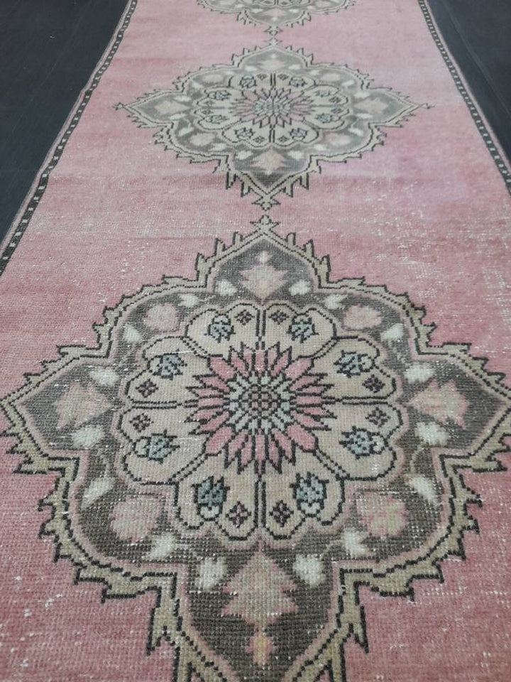 Pink Turkish Runner Rug 3' 3" x 11' 2" Hand-Knotted view