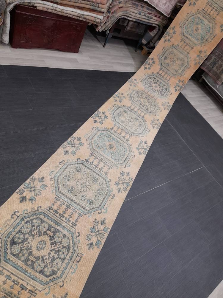 Beige Turkish Runner Rug 2' 4" x 18' 9" Hand-Knotted view