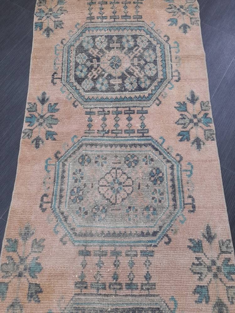 Beige Turkish Runner Rug 2' 4" x 18' 9" Hand-Knotted reverse
