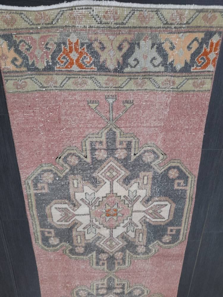 Pink Turkish Runner Rug 2' 7" x 10' 7" Hand-Knotted field