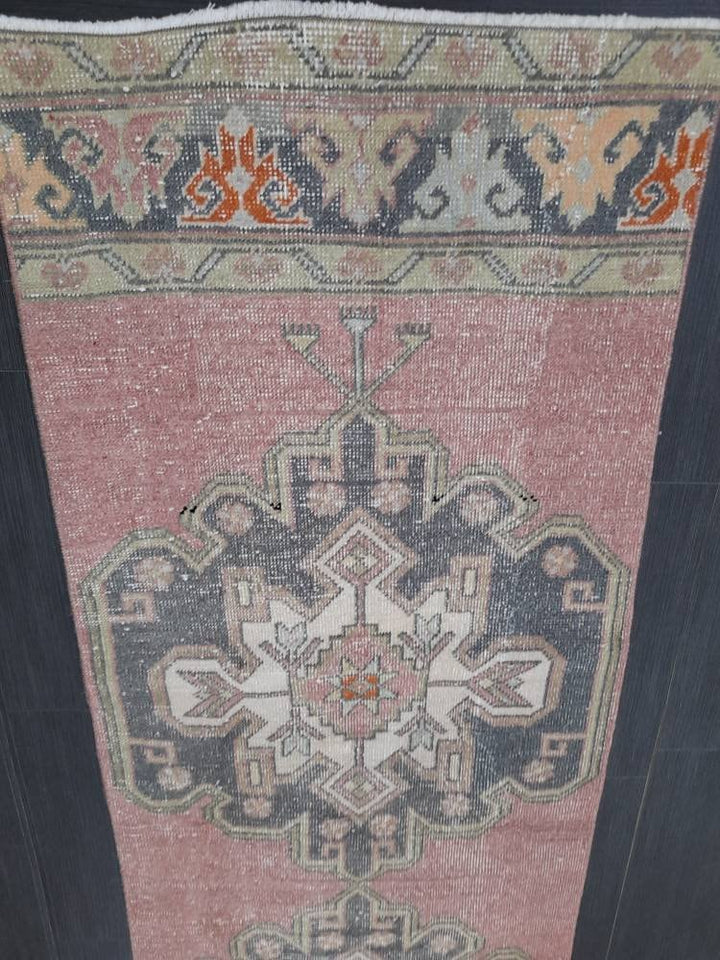 Pink Turkish Runner Rug 2' 7" x 10' 7" Hand-Knotted field