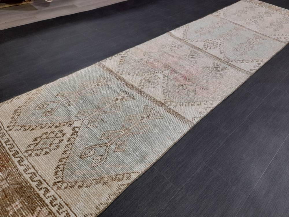 Pink Turkish Runner Rug 3' 2" x 12' 4" Hand-Knotted