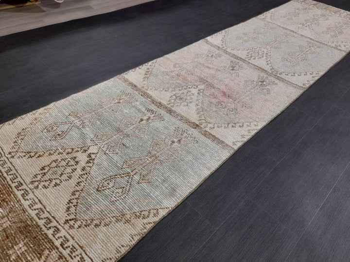 Pink Turkish Runner Rug 3' 2" x 12' 4" Hand-Knotted