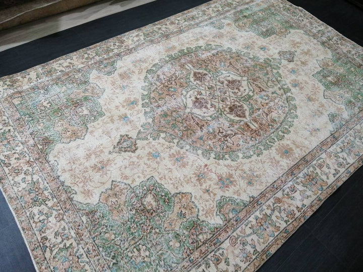 Green Turkish Runner Rug 6' 10" x 10' 5" Hand-Knotted | No. WR73458