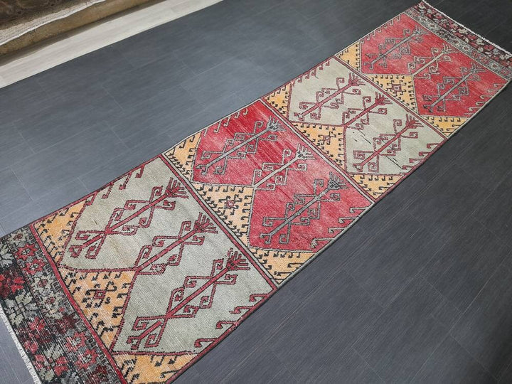 Beige Turkish Runner Rug 3' 1" x 11' 1" Hand-Knotted