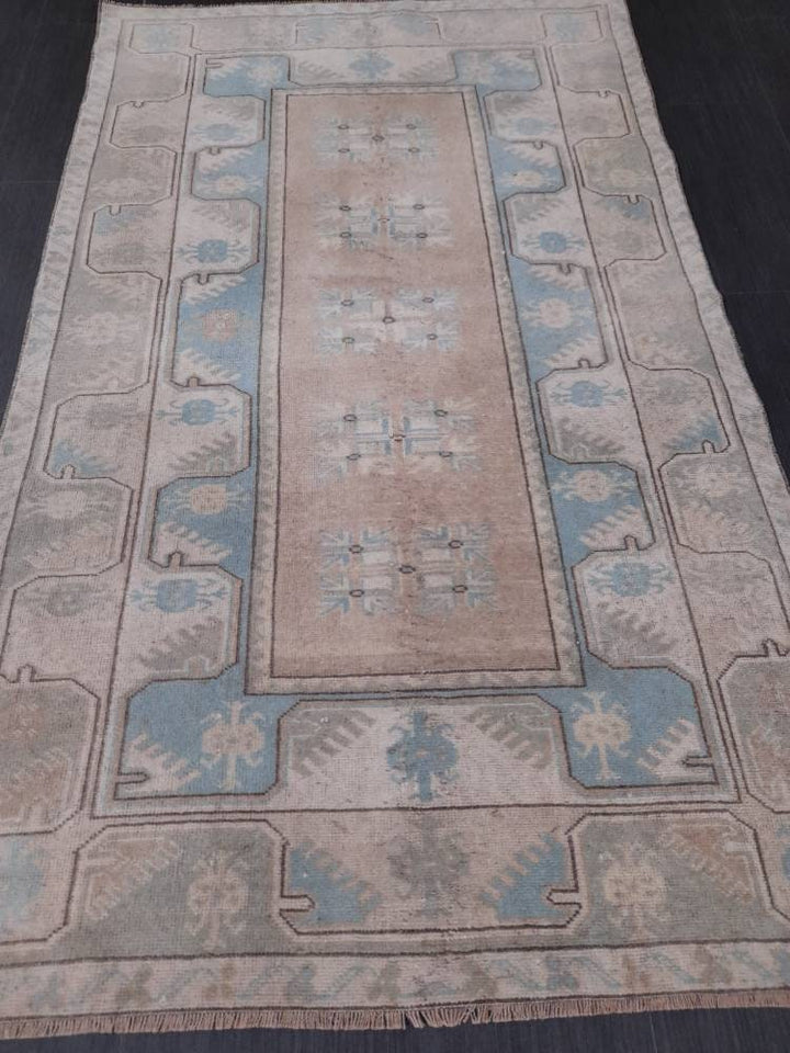 Blue Turkish Runner Rug 3' 6" x 6' Hand-Knotted | No. WR49924