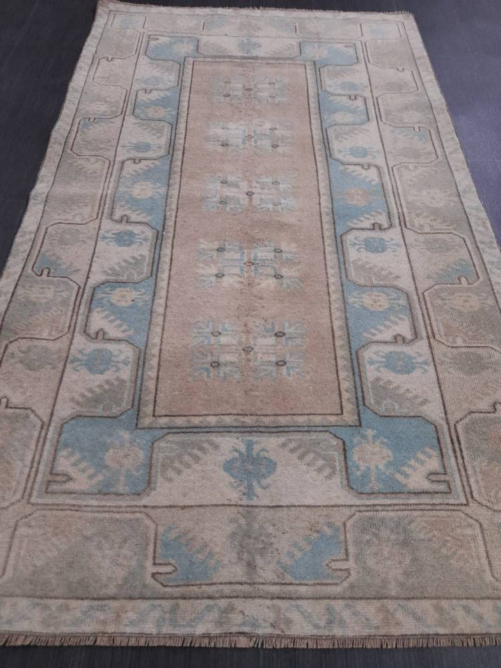 Blue Turkish Runner Rug 3' 6" x 6' Hand-Knotted | No. WR49924