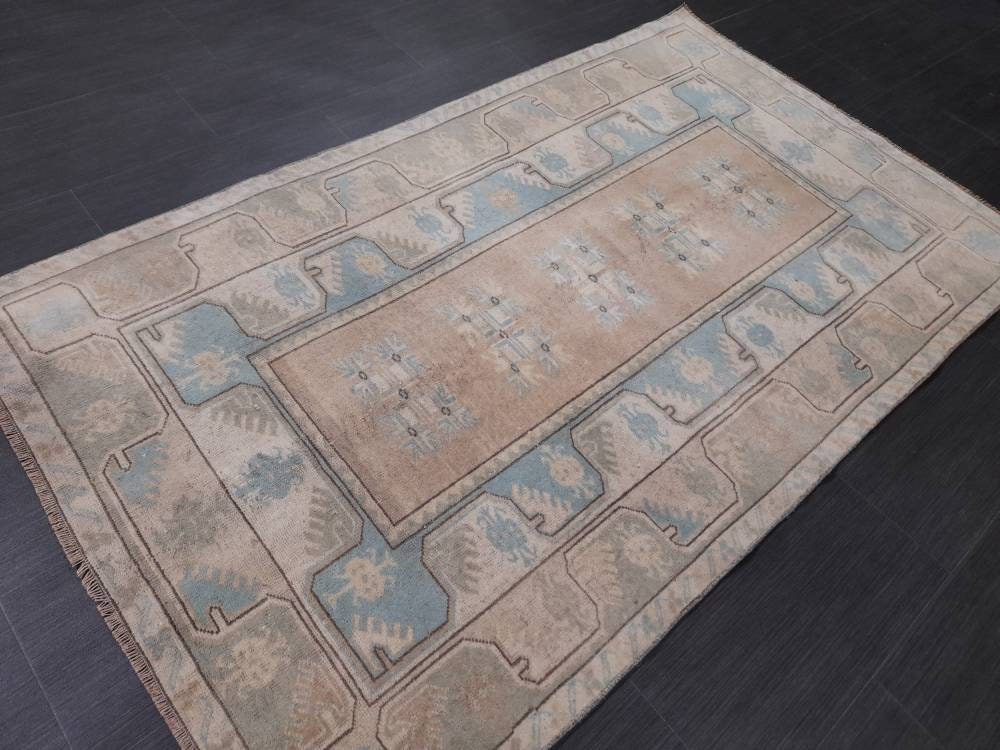 Blue Turkish Runner Rug 3' 6" x 6' Hand-Knotted | No. WR49924