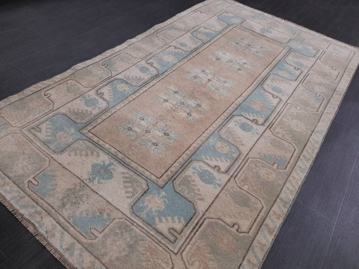 Blue Turkish Runner Rug 3' 6" x 6' Hand-Knotted | No. WR49924