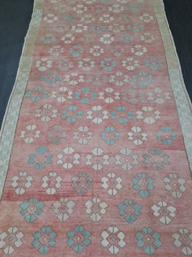 Beige Turkish Runner Rug 5' 1" x 11' 8" Hand-Knotted view 9