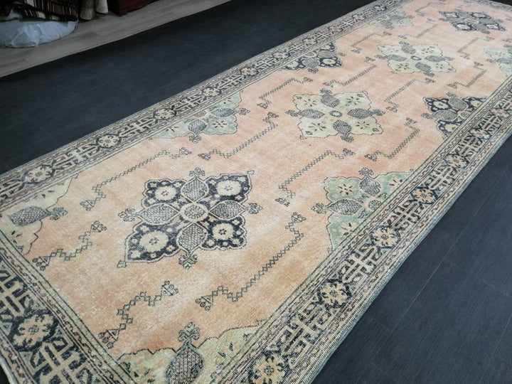 Navy Turkish Runner Rug 4' 9" x 13' 3" Hand-Knotted