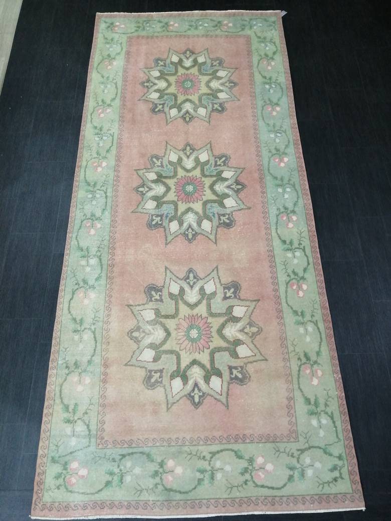 Beige Turkish Runner Rug 4' 6" x 10' 7" Hand-Knotted view