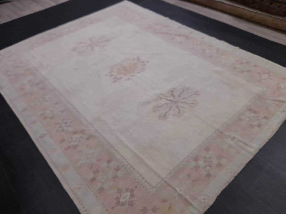 Beige Turkish Runner Rug 6' 10" x 8' 9" Hand-Knotted view