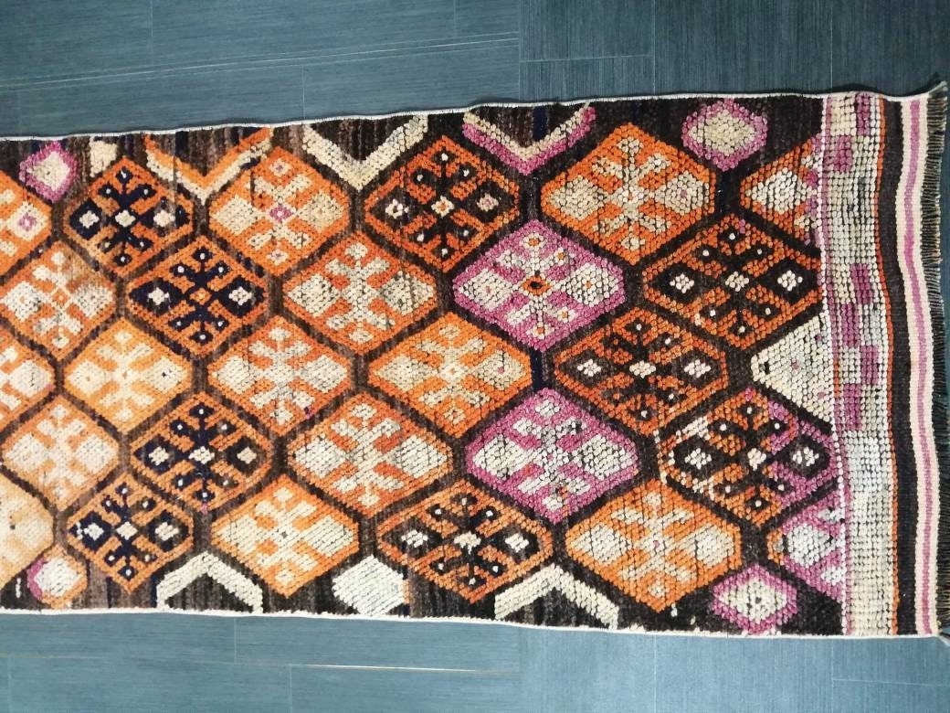 Brown Turkish Runner Rug 2' 7" x 13' 6" Hand-Knotted | No. WR99191