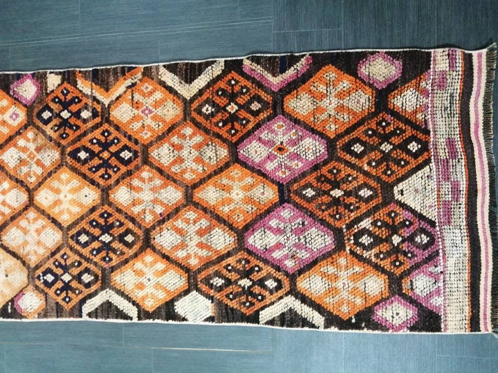 Brown Turkish Runner Rug 2' 7" x 13' 6" Hand-Knotted | No. WR99191