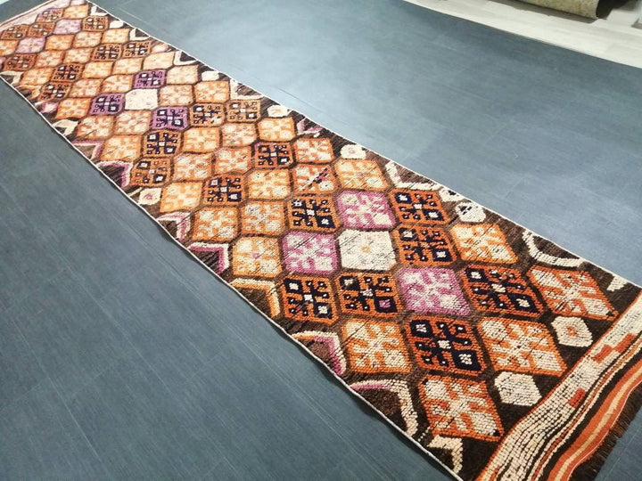 Brown Turkish Runner Rug 2' 7" x 13' 6" Hand-Knotted | No. WR99191