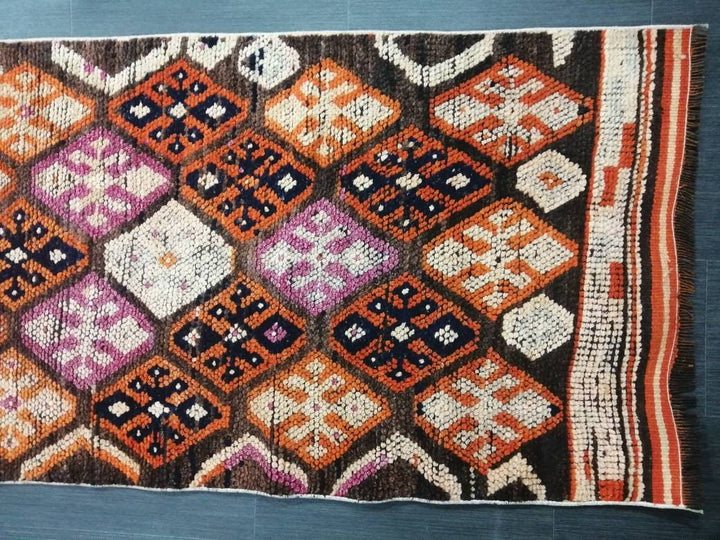 Brown Turkish Runner Rug 2' 7" x 13' 6" Hand-Knotted | No. WR99191