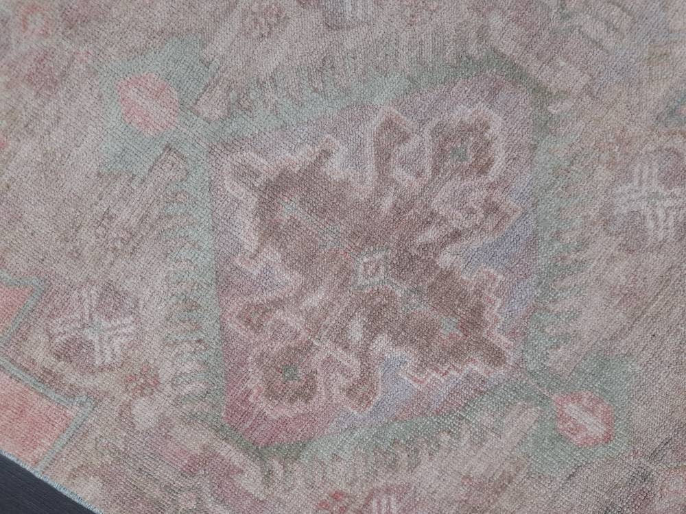 Beige Turkish Runner Rug 2' 11" x 10' 10" Hand-Knotted pattern