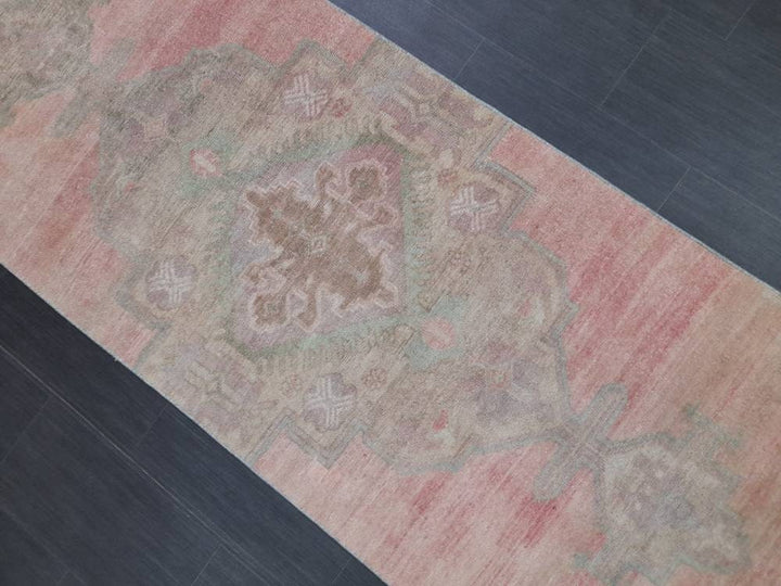 Beige Turkish Runner Rug 2' 11" x 10' 10" Hand-Knotted detail